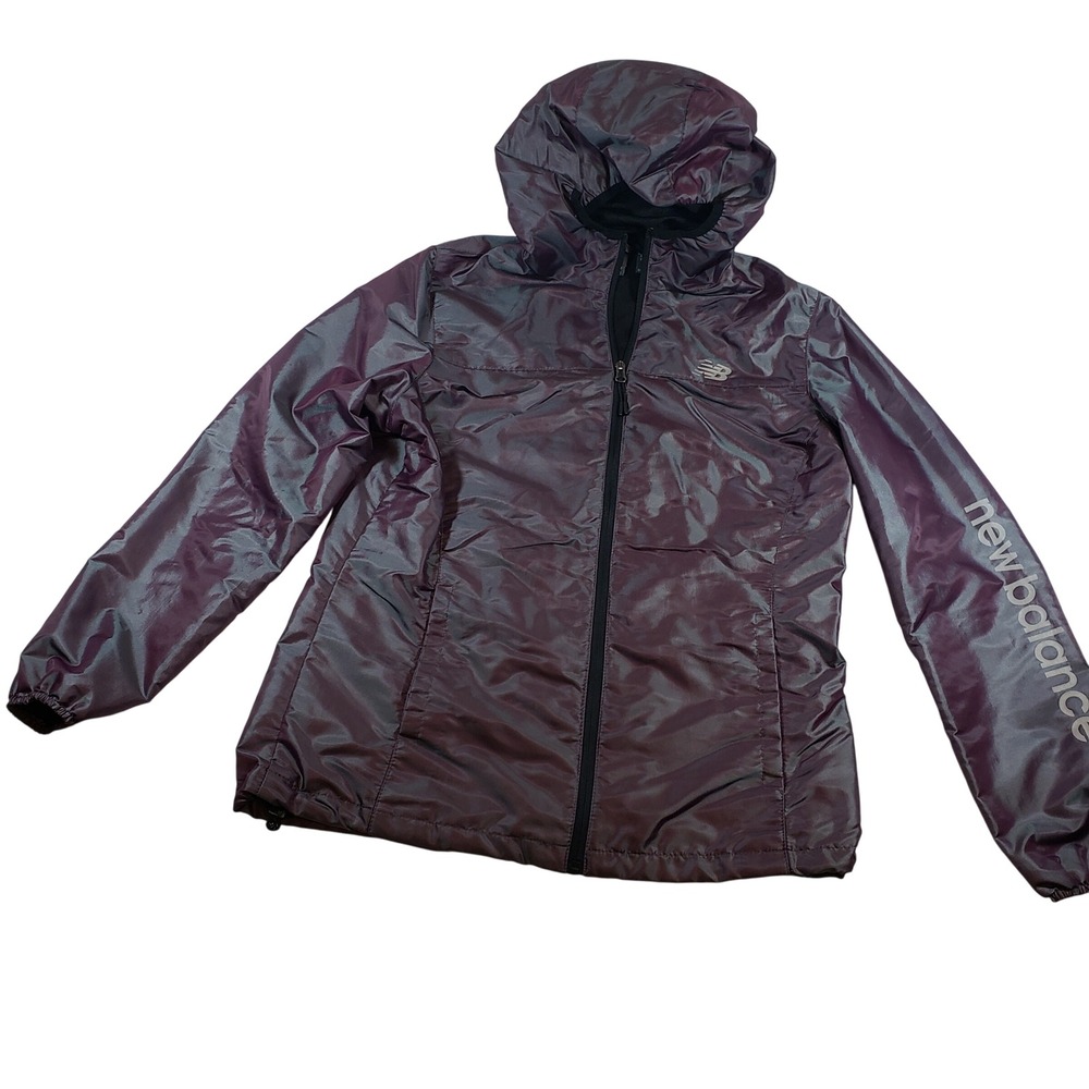 New Balance Womens Jacket Full Zip Hooded Plum Purple Lightweight L